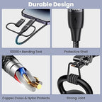 100W USB C Multi Charging Cable, USAMS 6.6FT 5-in-1 5A Fast Sync Charger Adapter Nylon Braided Type-C Cable for Laptop/Tablet/Phone and More