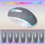 Snpurdiri 60% Wireless Gaming Keyboard and Mouse Combo,Rainbow Backlit Rechargeable 2000mAh Battery,Mini Mechanical Feel Keyboard +Popular RGB Mice for Gaming,Business Office(Gray-White-Orange)