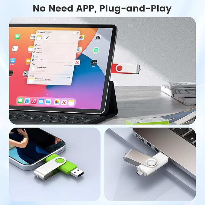 Customizable 128MB Flash Drive 10 Pack, ABLAZE Dual USB 2.0+ Type C Thumb Drives with Logo Personalized USB Memory Sticks (Mixed Colors)