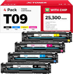 T09 Toner Cartridge Set 4-Pack with chip High Yield Replacement for Canon T09 T09L 3020C005AA 3019C005AA 3018C005AA 3017C005AA for Color imageCLASS MF1127C X LBP1127C C1127i C1127iF C1127P Printer Ink