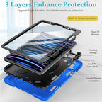 Case for iPad Pro 11 Inch 2022/2021/ 2020/2018: Silicone Cover for iPad 11 Inch 4th/ 3rd/ 2nd/ 1st/ Generation with Screen Protector- Stand- Handle- Shoulder Strap- Pencil Holder- Blue