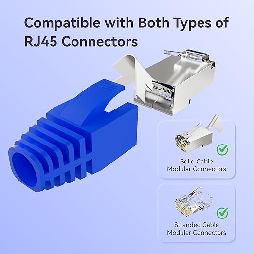 CableGeeker 100-Pack Cat7 / Cat8 RJ45 Strain Relief Boots, RJ45 Boot, Cat 6 Boot, Cat6 Ethernet Boots, Suitable for 8.5mm(0.33in) Ethernet Cables (Square-Press Multicolor)