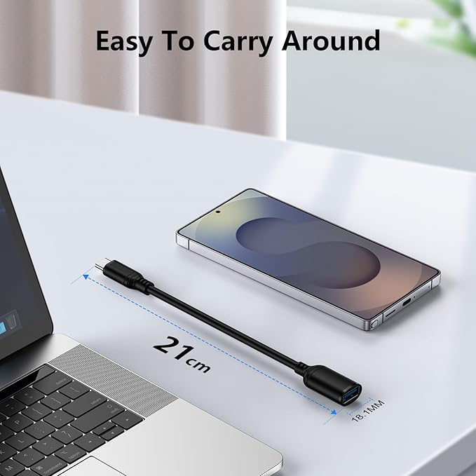 USB C to USB 3.0 Adapter, USB C Android Adapter Male to USB A Female OTG On The Go Cable for Samsung Galaxy S25 Edge Ultra S24 S23 S22 S21 S20 A36,Google Pixel 9 8 7 Pro,Moto G 5G 2025