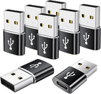 USB to USB C Adapter 8 Pack,USB to Type C Adapter,USBA Charger Type-C Fast Charging Cable Converter,USBC Adapters for iPhone 15 14 13,iWatch,iPad,Phones,Black