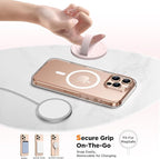 Magnetic Phone Ring Grip Holder, Silicone Finger Loop Grip, Compatible with MasSafe, Back of Phone for iPhone Pro Max/Plus/16/15/15/14/13/12 Series, Lovely Pink