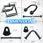 10-in-1 Cable Machine Attachments Set for Gym - Includes Tricep Rope, V-Bar, Straight Bar, D-Handle, Ankle/Wrist Straps, Storage Bag - Compatible with LAT Pulldown & Home Gym Cable Machines