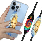 Phone Grip Strap - Reversible Finger Holder for Phone Back, Customizable Anti-Slip Design, Wireless Charging Compatible Detachable Holder for iPhone - Moon Sun & Psychedelic Turtle