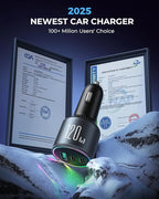 JOYROOM 120W Super Fast Car Charger USB C, 3-Port PD100W+PD35W Car Charger for iPhone 16 with USBC Cable, Type C Fast Charging Adapter for iPhone 16e/15 Pro Max, Samsung Galaxy S25 S24, iPad, Laptop