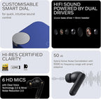 CMF Buds Pro 2 Wireless Earbuds, Hi-Res Audio with LDAC, 50 dB Hybrid Noise Cancelling Earbuds, Ultra Bass Technology, Bluetooth 5.3, 43H Play Time with Charging Case, 6 HD Mics Headphones, Blue