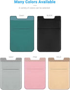 2 Pack Stick On Wallet Sleeve Cell Phone Dual Pocket Card Holder Double Pocket Pouch for iPhone Android Smartphone (2 Pack Gold)