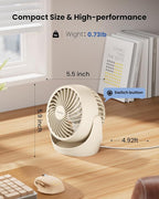 Gaiatop Desk Fan, 5-Inch Portable Electric Table Desktop Air Circulator Fans, Small but Powerful with 3 Speed 360° Adjustable Tilt for Cooling Home Dorm Office Bedroom Bathroom Kitchen, Beige