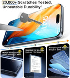 UltraGlass Unbreak Top 9H+ Glass for iPhone 16 Plus Screen Protector [12FT Military Grade Shatterproof] [Full Coverage] Tempered Glass [Longest Durable] 2 Pieces