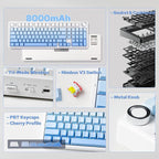 EPOMAKER X Aula F99 PRO Wireless Gaming Keyboard with 8000mAh Battery, Hot Swappable Creamy Keyboard, 2.4GHz/Type-C/BT5.0, NKRO, RGB Backlit for Win/Mac/Gaming (Blue Gradient)