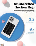 amBand Magnetic Sticky Phone Suction Grip for MagSafe, Removable for Wireless Charging, Durable Magnet Silicone Portable Mount Stand for iPhone 12/13/14/15/16 Series, Hands-Free Video/Selfie, Black
