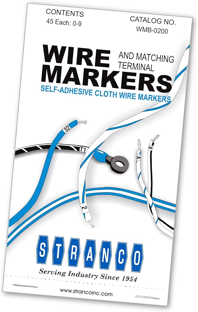 Premium Wire Marker Book for Cable Management, Vinyl-Coated, High-Tack Adhesive, Electric Panel Wire Label Stickers - 10 Pages, 1 Book, Numbered 0-9 (Pack of 10)