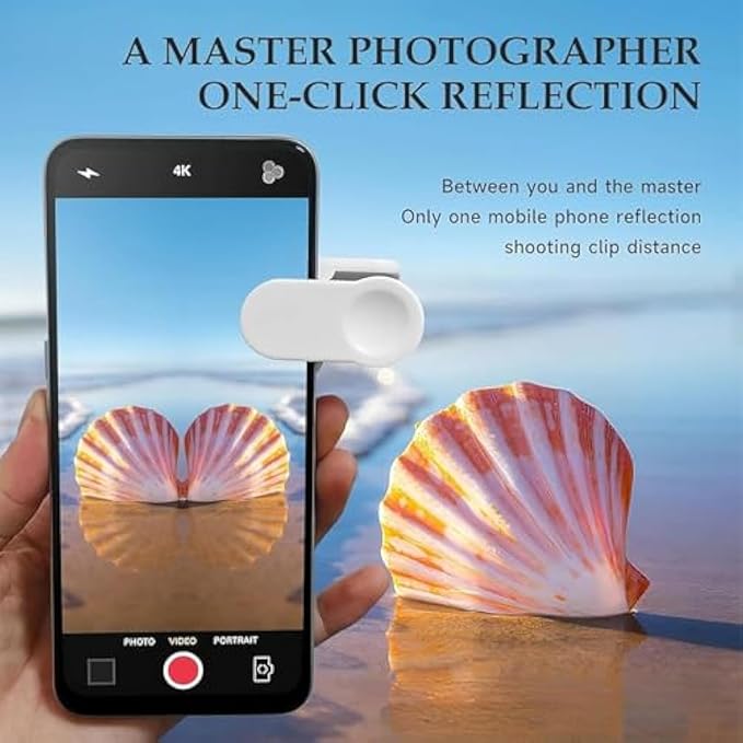 Mirror Effect Lens - Capture Stunning Reflections Instantly, Smartphone Camera Mirror Reflection Clip Kit, Mirror for Phone to Use Back Camera, for Travel Photography (Black)