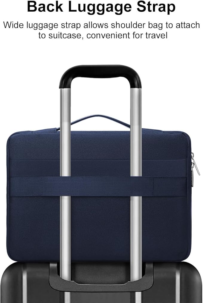 MOSISO 360 Protective Laptop Case 13 inch, Laptop Sleeve Compatible with MacBook Air 13 inch M4 M3 M2 M1 2025-2018 / Pro 13 M2 M1 2025-2016, Side Open Bag with 2 Raised&1 Flapover Pockets, Navy Blue
