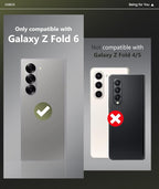 for Galaxy Z Fold 6 Case with Card Holder & Kickstand & Hinge Protection & Sliding Lens Cover, Built-in Screen Protector, Rugged Wallet Phone Case for Samsung Z Fold6, Black