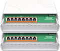 2 Pack 8 Port Gigabit PoE Switch Waterproof, 1000 Mbps 8 PoE+ Ports 120W, IEEE802.3af/at Power Over Ethernet Unmanaged Outdoor Network Switch, Plug & Play