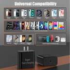 iPhone 16 Pro Max Charger Fast Charging, 45W Super Fast USB C Chargers for iPhone 16 15 6FT+6FT+10FT Type C Chargers Cord with Fast Charger Block for iPhone 16/15 Series/iPad/ GalaxyS24 Black