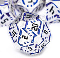 Metal DND Sci-fi Dice Set 7PCS Stripe Polyhedral Dice for Dungeons Dragons RPG Role Playing Game, Glitter D and D Dice with Gift Box D6 D8 D10 D12 D20 (Silver Blue)