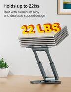 tounee Telescopic Laptop Stand for Desk with 360° Swivel Base, Sit to Stand, Height Adjustable, Portable Riser Holder for Good Posture, Compatible with MacBook Pro, All Laptops 10-17"-Gray