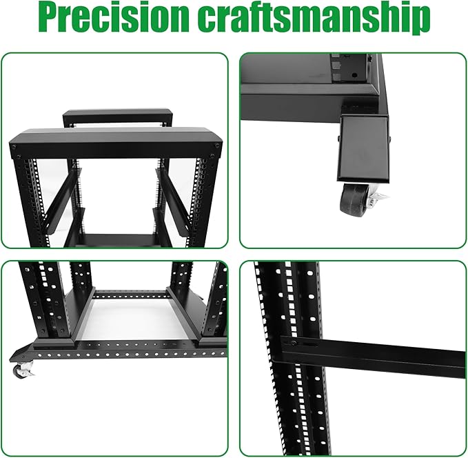 27U Server Rack/4-Post 19in Network Rack/Open Frame Rack with Wheels, Heavy-Duty Frame Cabinet/Adjustable Depth 24-22in GLOBALRACK(4POST-800-27U)