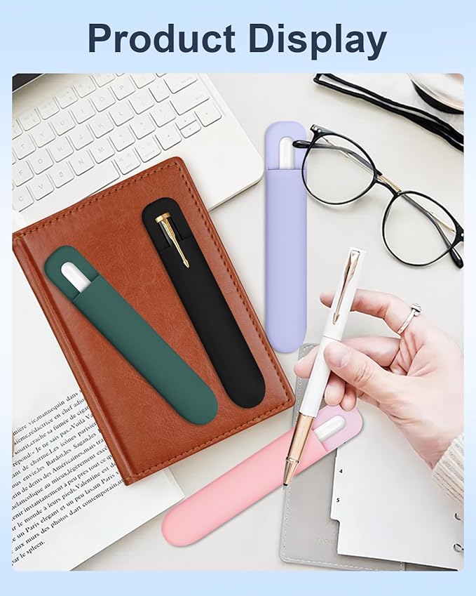 eZAKKA Silicone Pencil Holder For Most Pens,Pencils, 7.8 inch Self-Adhesive Stick To Notebooks,Diary, Desks,Tablet, Black, 1 Pack