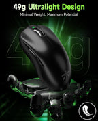 VGN F1 PRO Wireless Gaming Mouse - Ultralight 49g - Wireless & Wired Mode - 26000 Adjustable DPI - 1000Hz Polling Rate - 65 Hours Battery - Programmable Buttons - Esports Professional Grade - USB-C