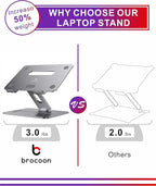 Adjustable MacBook Stand for Desk | Ergonomic Aluminum Laptop Riser with Heat-Vent, Compatible for 10-17" Laptops, Space Grey