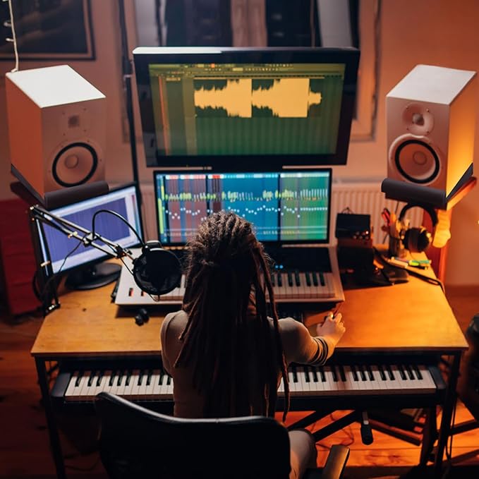 Focusound Studio Monitor Isolation pads for 6-8 Inches Monitors, 2 Pack High Density Acoustic Speaker Isolation Pads Foam