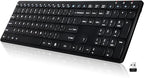 Wireless Keyboard-2.4G Ultra Slim Quiet Full Size Matte USB PC Computer Keyboard,19 Multimedia Keys,Number Pad,Plug&Play,Lag-Free Ergo,Long Battery life for Desktop,Laptop,Smart TV,MAC,Windows,QWERTY