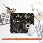 Square Mouse Pad Moon Sun, Personalized Premium-Textured Custom Mouse Mat Design, Washable Mousepad Cloth, Non-Slip Rubber Base Computer Mouse Pads for Wireless Mouse