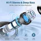 Wireless Earbuds, 2025 Bluetooth 5.4 Headphones Sport, 50Hrs HiFi Stereo Deep Bass Over-Ear buds with ENC Noise Cancelling Mic, IP7 Waterproof & LED Display Earphones with Earhooks for Workout/Running
