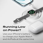 Statik MagStack Duo 2 in 1 USB C to USB C Cable Charging Station for SmartWatch & Phone, Magnetic Type C Charger Fast Charging Cord, Compatible w/Apple Watch & iPhone 15/16, Galaxy S21, 3FT