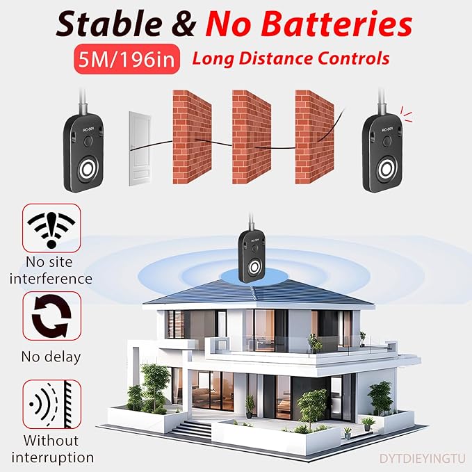 for Panasonic Cable RC301-L1 Remote Camera Small Shutter Release Remote Control 196.8 "Extended Cable Remote Wired Button GH3 GH4 GH5 GH6 S5 S5II G85 G9 GXL S1R -114(RC301-L1 GH 196.8in/5m)