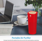 IMUNSEN M-003R True HEPA 13 Filter Air Purifier for Car, Desk, and Office with Carbon Deodorization Filter, 4-Stage Filtration, Smoke, Odors, Allergens, USB Port 5V, Made in Korea - Red