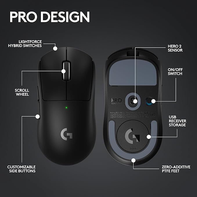 Logitech G Pro X Superlight 2 Lightspeed Wireless Gaming Mouse + G Pro X TKL Lightspeed Wireless Gaming Keyboard (Linear) Bundle - Black