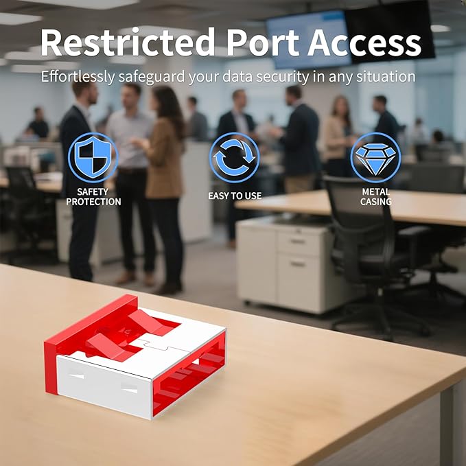 12PCS USB Metal Port Lock Blocker with 1 Key - Secure USB-A Port Protector for PC/Laptop, Anti-Theft Data Security Lock, Dust & Moisture Proof Cover, Removable Type-A Connector Red