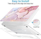 Mektron Case for MacBook Pro 16 inch A2141, Pink Marble Clear Hard Shell Cover 2020 2019 Pro 16-inch with Touch bar & Touch ID w/Keyboard Cover Skin Screen Protector Dust Plug