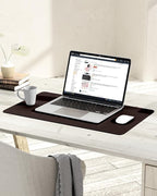 YSAGi Non-Slip Leather Desk Pad, Waterproof Laptop Computer Desk Keyboard Mat, Table Protector Blotter Mat, Large Mouse Pad for Office/Work/Home/Decor(Dark Brown, 23.6" x 13.7")