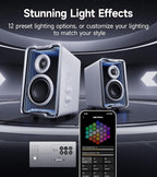 Edifier QR30 2.0 Desktop Active Speaker, Compact Bluetooth V5.4 Computer Speakers, Wireless Bookshelf Speaker, 30W (RMS), 3.5mm AUX & USB-A Wired Input, Dynamic Light Effects, App Control, White