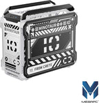 MegaPC Mino Open-Frame ATX Gaming Case – Industrial Design, Tempered Glass Panels, High Airflow, ARGB Lighting, USB-C Port (Black/White/Print Stream, with Fans Only)