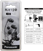 Panasonic ErgoFit Wired Earbuds, 3.5mm Jack In-Ear Headphones Wired with Dynamic Crystal-Clear Sound and Ultra Soft Ergonomic Custom-Fit Earpieces (S/M/L), for Phones and Laptops - RP-HJE120-K (Black)