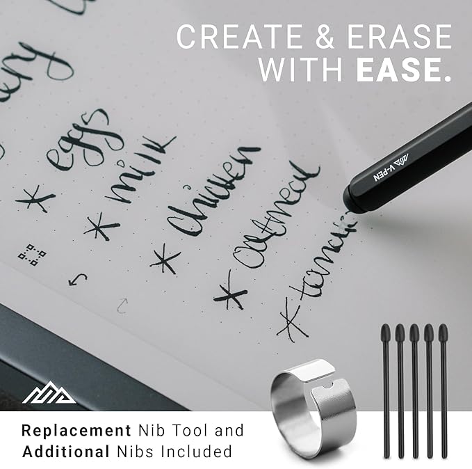 V-Pen EMR Stylus Remarkable 2 Pen Replacement with Digital Eraser + 5 Tips | 4096 Pressure Level Sensitivity & Palm Rejection | Digital Pen Marker Plus Compatible Kindle Scribe & Tablet Pen