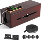 Cinati Large Cable Management Box, 15.8" Wooden Cable Organizer for Floor Wires Storage, Wall Mount Cord Hider Box for Electrical Cord Management, Power Strip Wire Organization for Desktop Home Office