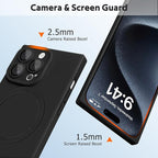 Designed for iPhone 15 Pro Case Compatible with Magsafe Cover Camera Lens Protector Military Grade Protection Shockproof Soft TPU Slim Magnetic Phone Case for iPhone 15 Pro Black