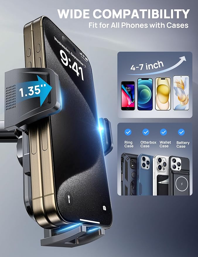 GUANDA TECHNOLOGIES CO., LTD. Dashboard Phone Holders for Your Car, Military Grade Stable, Non-Slip Silicone Carbon Fiber Car Phone Mount, Rotatable Suction Cup for All Phones, Purple