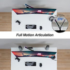 AVLT Single 27”-45” RGB Gaming Monitor Arm Desk Mount Built-in 20 Lighting Modes Touch Button Control Fits Flat/Curved/Ultrawide Screens Height Swivel Tilt Rotation Adjustable Stand -White
