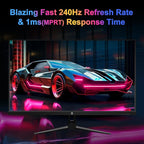 Z-Edge 27 inch Gaming Monitor, FHD 1080P 240Hz, Ultra-Fast MPRT 1ms Monitor, DCI-P3 99%, SRGB 120%, 8 bits, UG27PJ Frameless Bezel, 2X DP 1.4 Ports and 2X HDMI 2.0 Ports